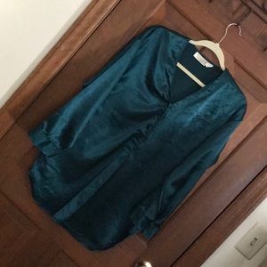 Emerald green satin sleep shirt.